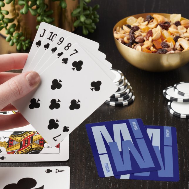 Jeu De Cartes Monogramme initial inversé bleu (In Situ)