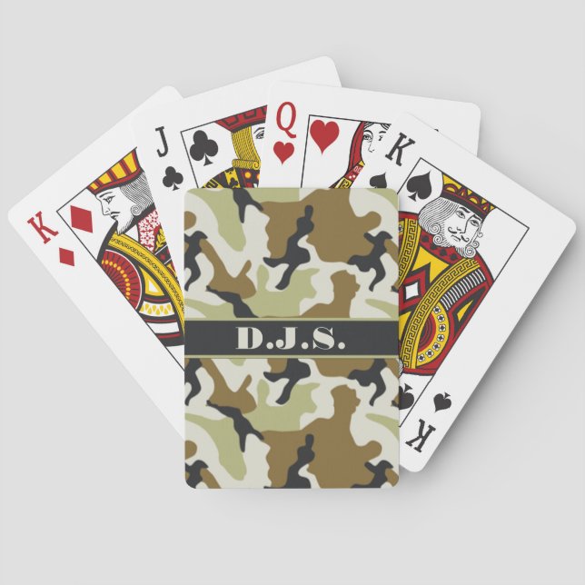 Jeu De Cartes Monogramme Kaki, Noir, Tan Camo Jouer Cartes (dos)