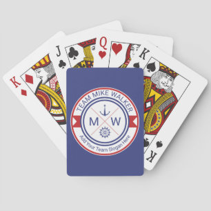 Jeu De Cartes Monogramme Logo nautique Ancre Roue Helm Motto