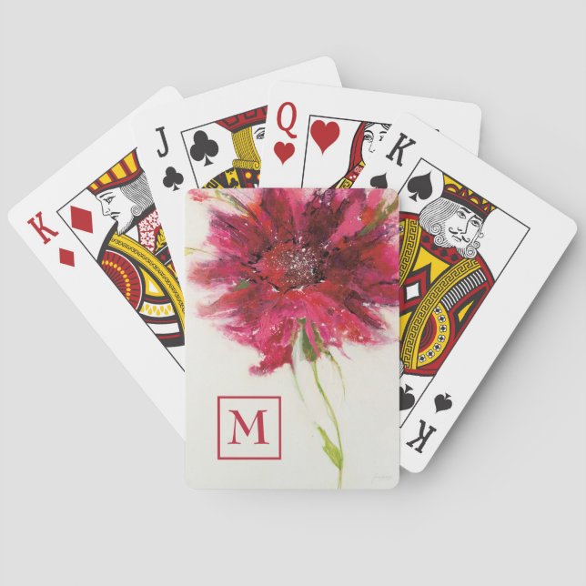 Jeu De Cartes Monogramme | Marguerite rose sur blanc (dos)