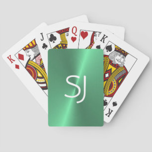 Jeu De Cartes Monogramme métallique vert brillant