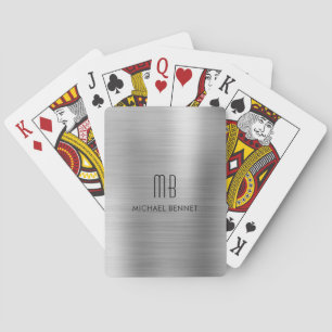 Jeu De Cartes Monogramme métallisé gris argent élégant