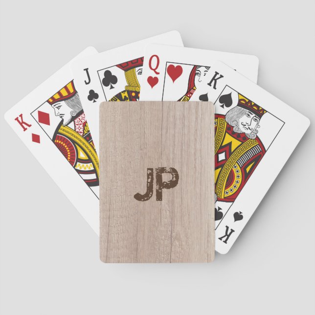 Jeu De Cartes Monogramme Modèle Moderne Élégante Plaque en bois (dos)