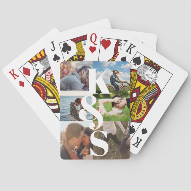 Jeu De Cartes Monogramme moderne Couples Valentines Jour Photo (dos)