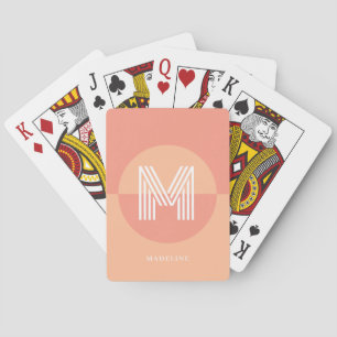 Jeu De Cartes Monogramme moderne géométrique rose chic