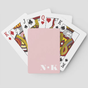 Jeu De Cartes Monogramme moderne Initiales rose pâle Mariage per