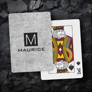 Jeu De Cartes Monogramme moderne masculin carré noir