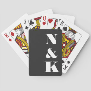 Jeu De Cartes Monogramme moderne minimaliste Noir Mariage élégan
