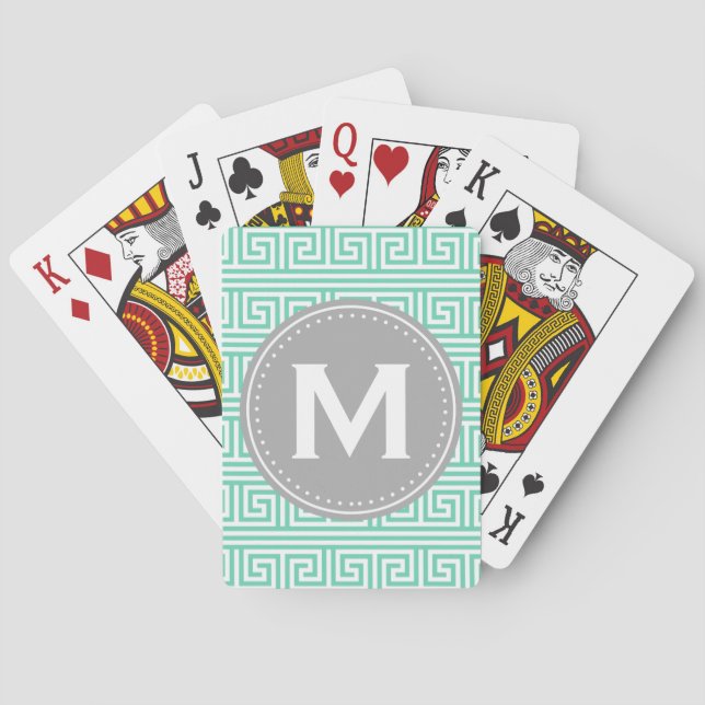 Jeu De Cartes Monogramme Moderne Monnaie grecque Motif clé (dos)
