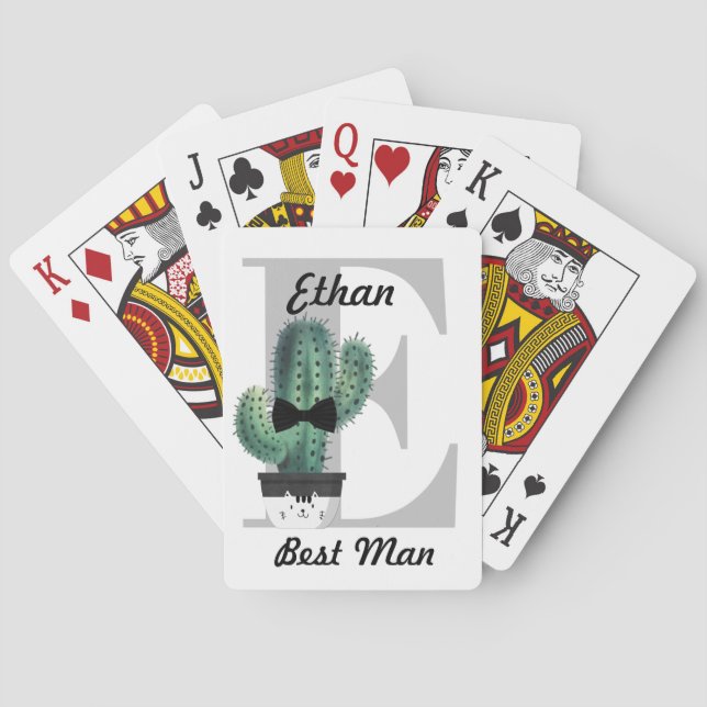 Jeu De Cartes Monogramme moderne Verdure Tied Cactus Meilleur ca (dos)