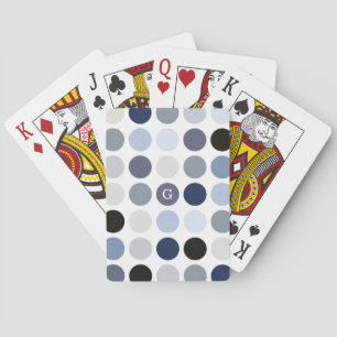 Jeu De Cartes monogramme motif pois bleu moderne
