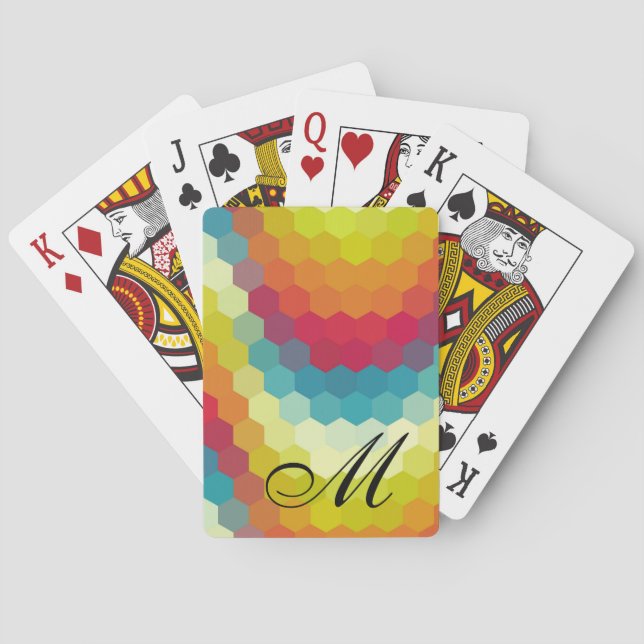 Jeu De Cartes Monogramme Motif Rainbow Hexagon (dos)