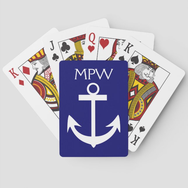 Jeu De Cartes Monogramme nautique - cartes de jeu - SRF (dos)