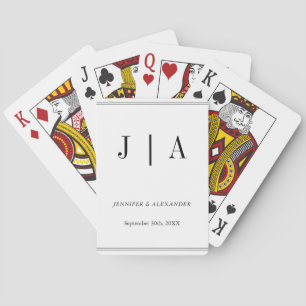 Jeu De Cartes Monogramme noir et blanc Moderne Mariage simple