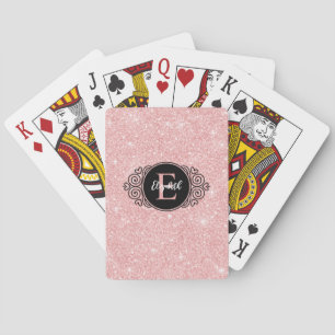 Jeu De Cartes Monogramme noir paillettes roses