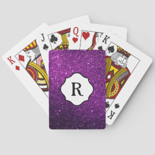 Jeu De Cartes Monogramme noir sur un scintillement framboise bri