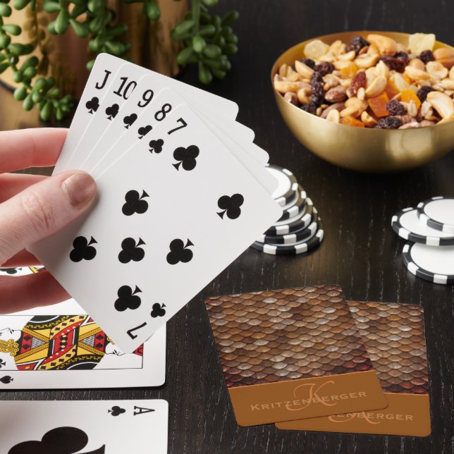 Jeu De Cartes Monogramme Nom Personnalisé Métallurgique Steampun (In Situ)