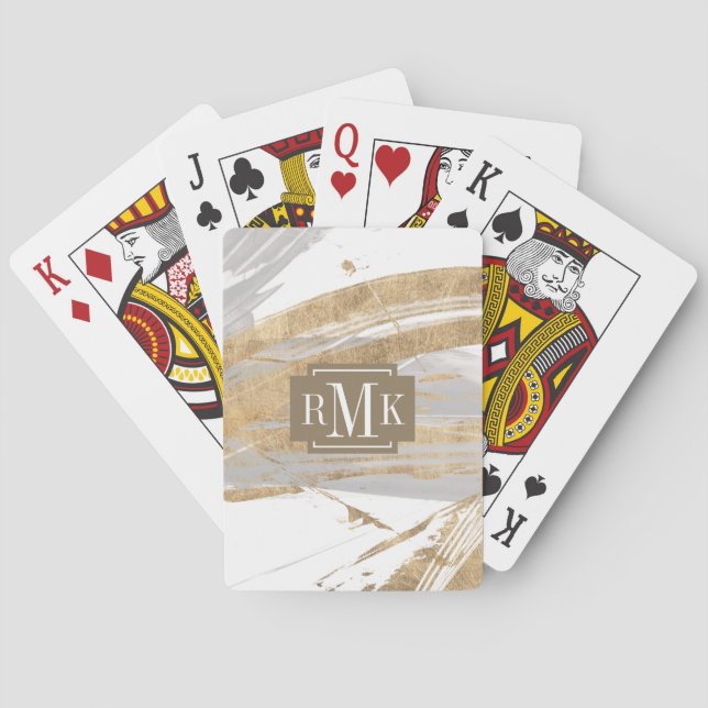 Jeu De Cartes Monogramme | Or et gris (dos)