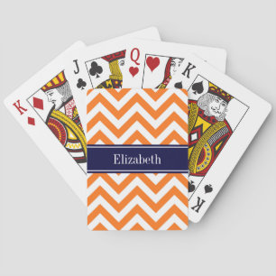 Jeu De Cartes Monogramme orange de nom de marine d'atterrisseur