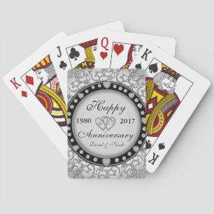Jeu De Cartes Monogramme ornemental de coutume d'anniversaire