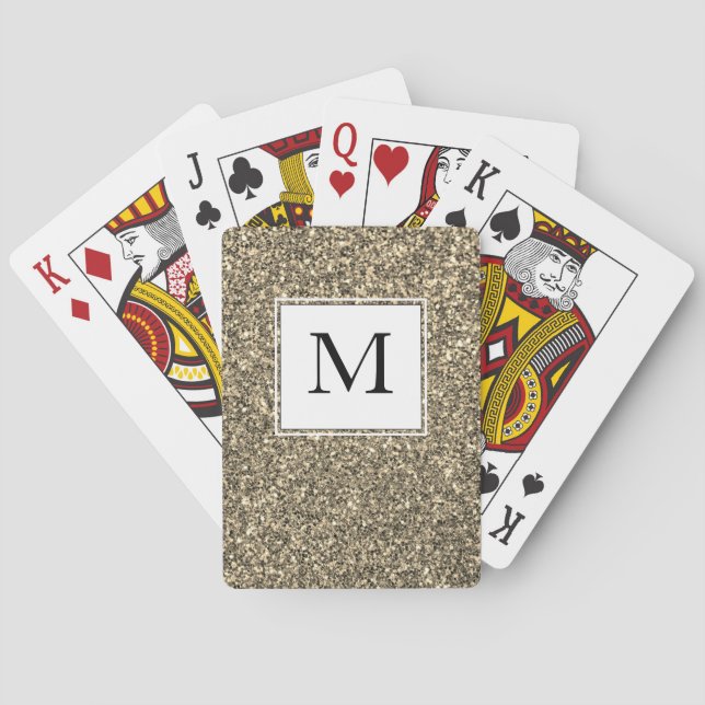 Jeu De Cartes MONOGRAMME Parties scintillant d'étincelles d'or (dos)