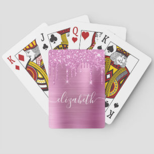 Jeu De Cartes Monogramme Parties scintillant rose