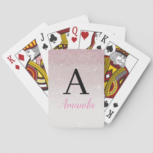 Jeu De Cartes Monogramme Parties scintillant rose Ajouter votre  (dos)