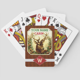 Jeu De Cartes Monogramme personnalisé Cabine de cerfs avec grain