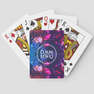 Jeu De Cartes Monogramme personnalisé élégant rose violet