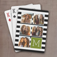 Monogramme Personnalisé Lime Noir Striped Photo Co