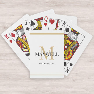 Jeu De Cartes Monogramme personnalisé minimaliste Groomsman Blac