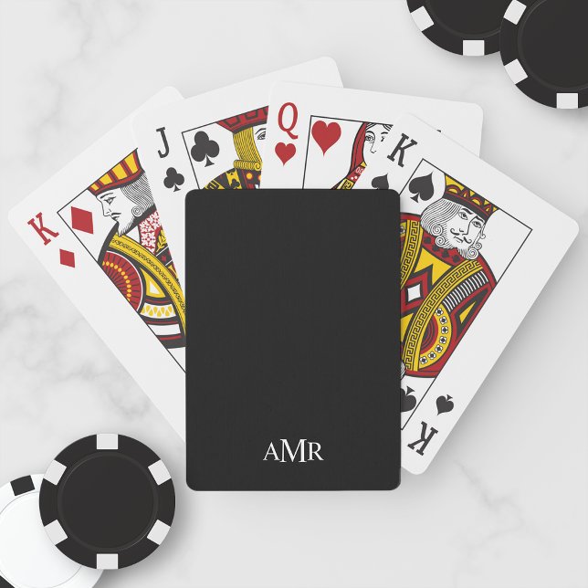 Jeu De Cartes Monogramme personnalisé noir classique (Créateur téléchargé)