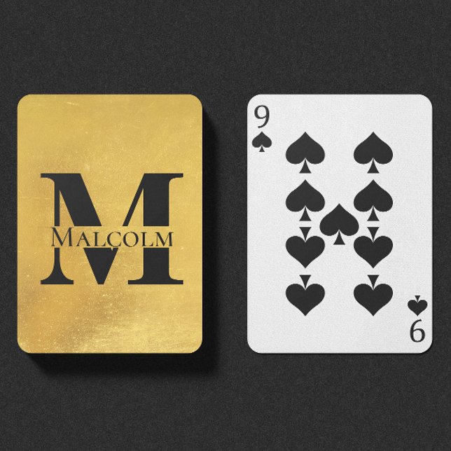 Jeu De Cartes Monogramme personnalisé patiné or Nom personnalisé (Créateur téléchargé)