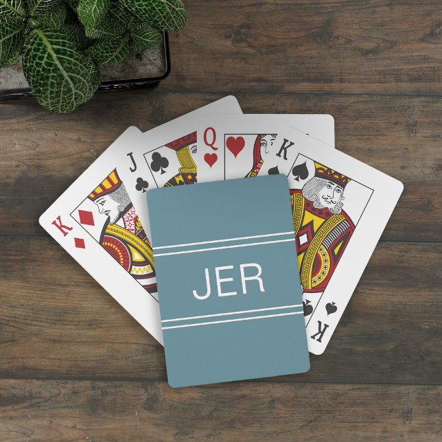 Jeu De Cartes Monogramme personnalisé Turquoise moderne personna (Créateur téléchargé)