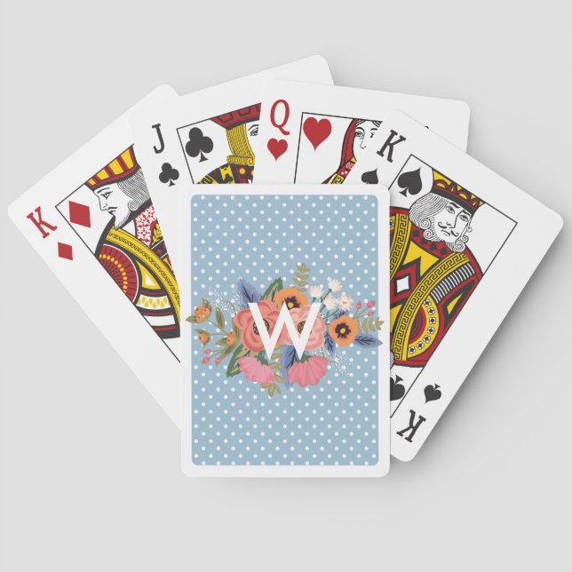 Jeu De Cartes Monogramme pois Pastel Flowers (dos)