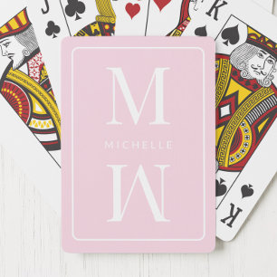 Jeu De Cartes Monogramme rose minuscule Nom initial moderne