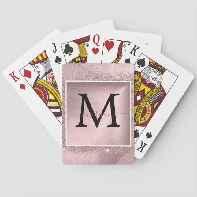 Jeu De Cartes Monogramme rose Parties scintillant or (dos)