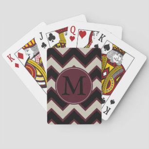 Jeu De Cartes Monogramme rouge noir Chevron