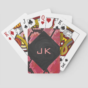 Jeu De Cartes Monogramme serpent noir et rouge imprimé