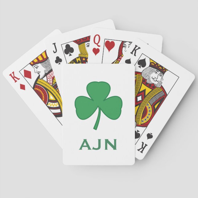 Jeu De Cartes Monogramme Shamrock Irlandais Jouer Cartes Cadeau (dos)
