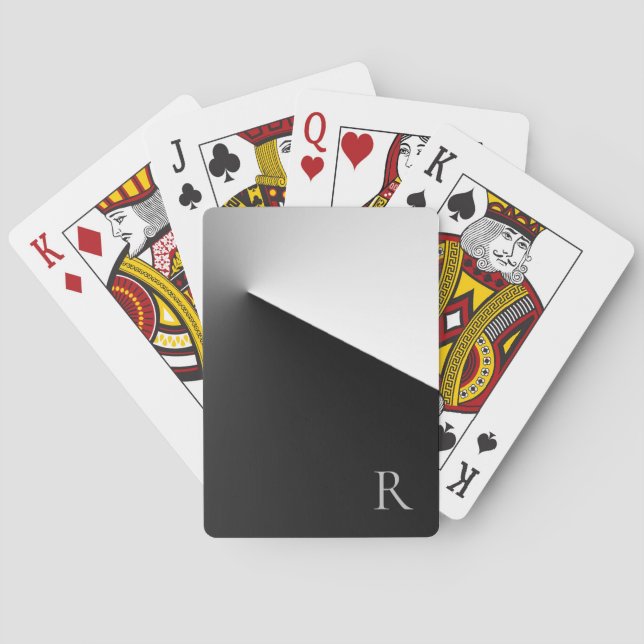 Jeu De Cartes Monogramme simple noir blanc (dos)