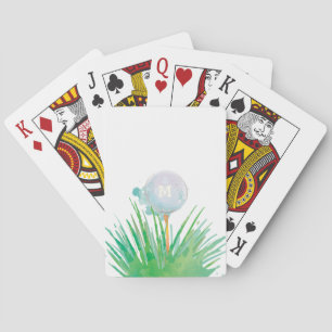 Jeu De Cartes Monogramme  Sport moderne  Bal de golf en aquarell