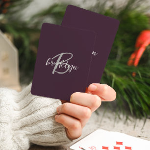 Jeu De Cartes Monogramme tendance violet gris blanc écriture scr