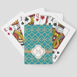 Jeu De Cartes Monogramme Turquoise Gold Marocain