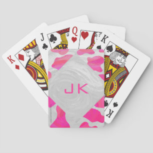Jeu De Cartes Monogramme Vache rose et blanc chaud