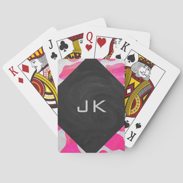 Jeu De Cartes Monogramme Vache rose et blanc chaud (dos)