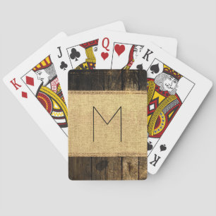 Jeu De Cartes Monogramme vintage Russe Burlap Wood Look #4