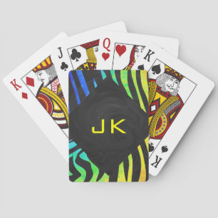 Jeu De Cartes Monogramme Zebra noir et arc-en-ciel