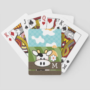 Jeu De Cartes Monogrammed Cute Cow