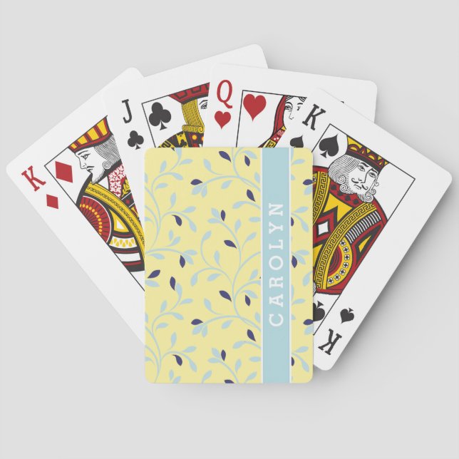 Jeu De Cartes Monographie à motif floral jaune pastel mignon (dos)